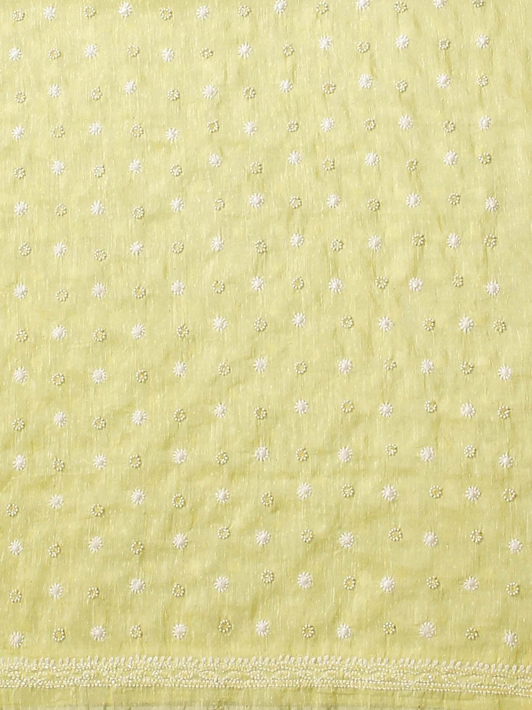 Ada Hand Embroidered Lemon Chanderi Lucknowi Chikankari Unstitched Kurta Dupatta Set With Pearl Work 01A331946