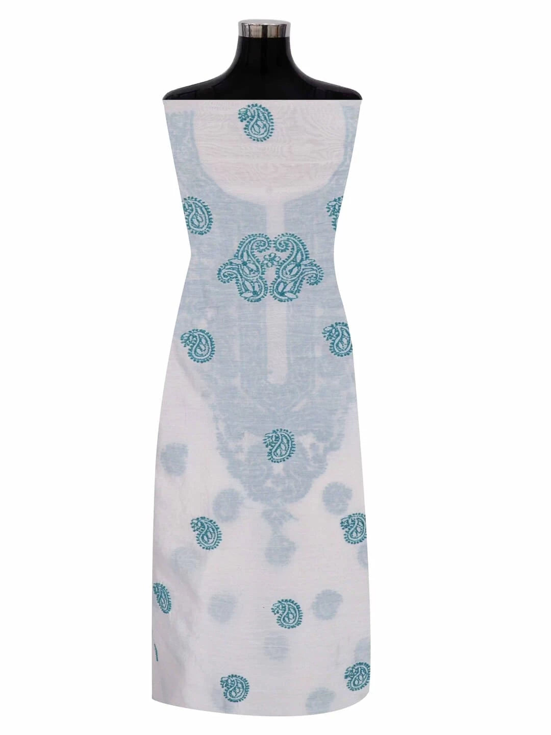 Ada Hand Embroidered Cream Chanderi Lucknowi Chikankari Unstitched Kurta Dupatta Set 01A38245