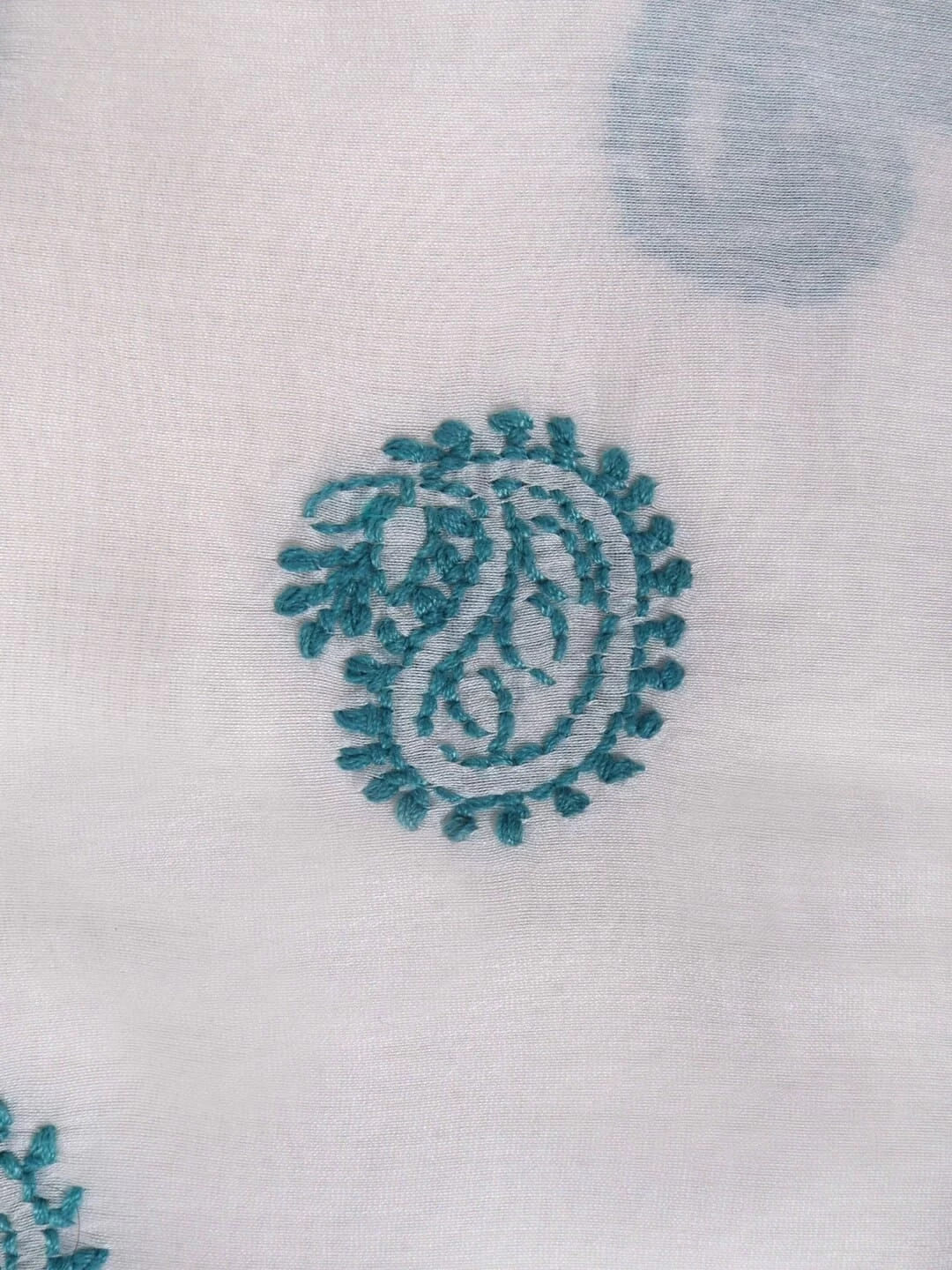 Ada Hand Embroidered Cream Chanderi Lucknowi Chikankari Unstitched Kurta Dupatta Set 01A38245