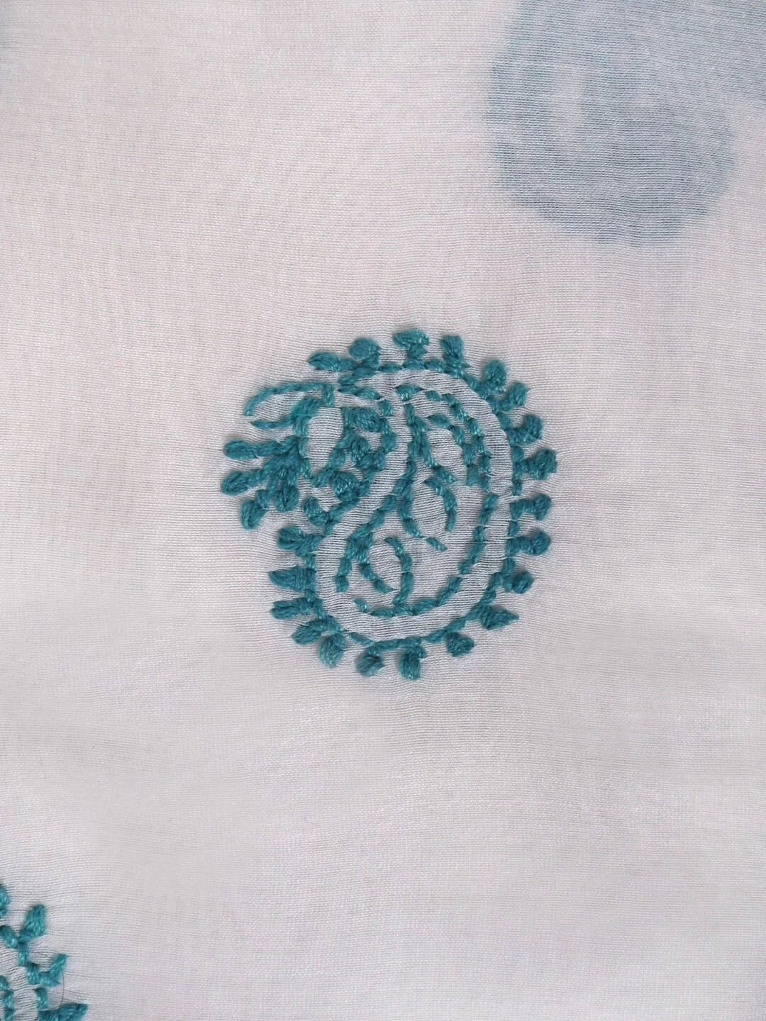 Ada Hand Embroidered Cream Chanderi Lucknowi Chikankari Unstitched Kurta Dupatta Set 01A38245