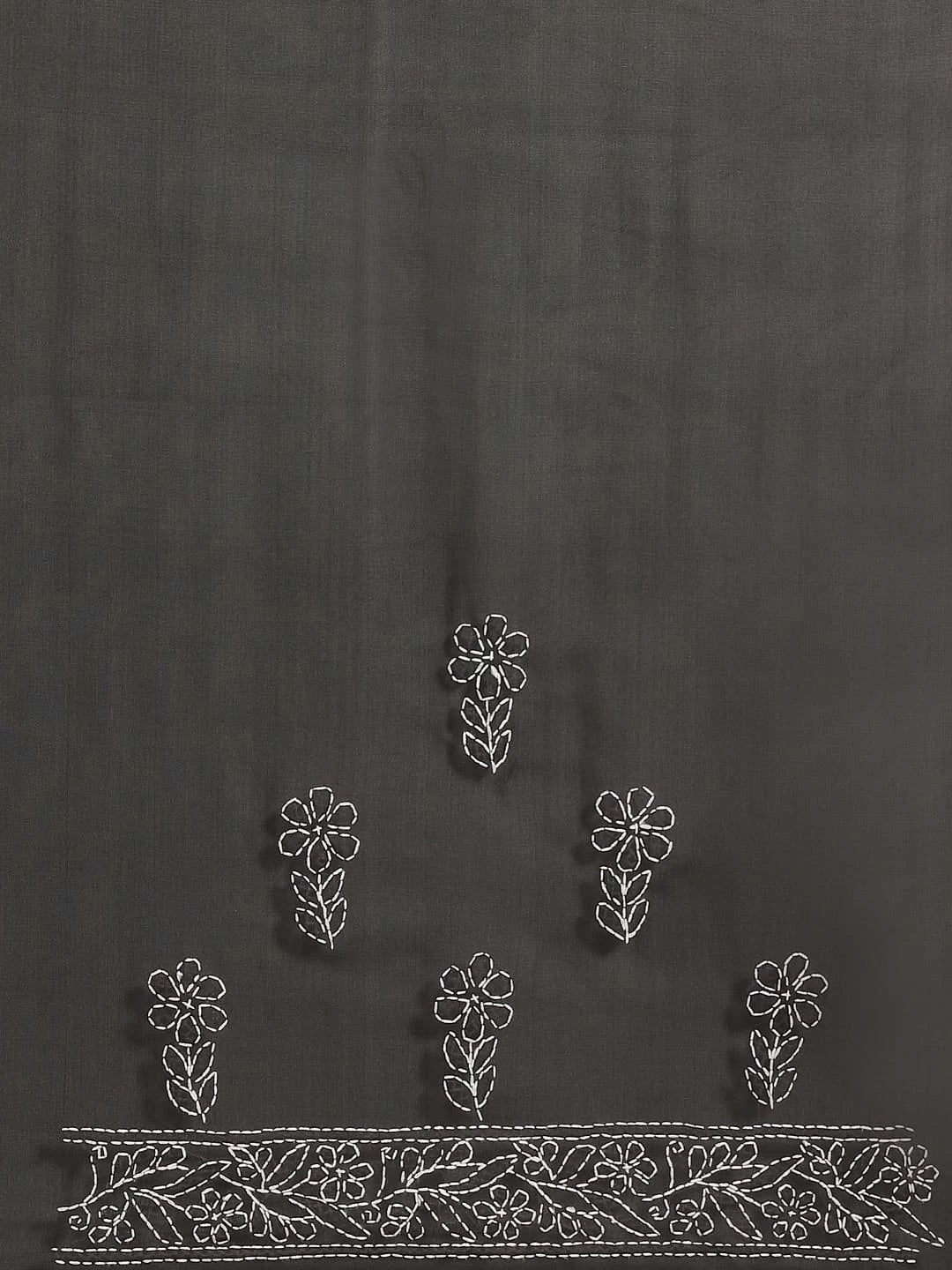 Ada Hand Embroidered Black Georgette Lucknowi Chikankari Saree With Blouse A191792
