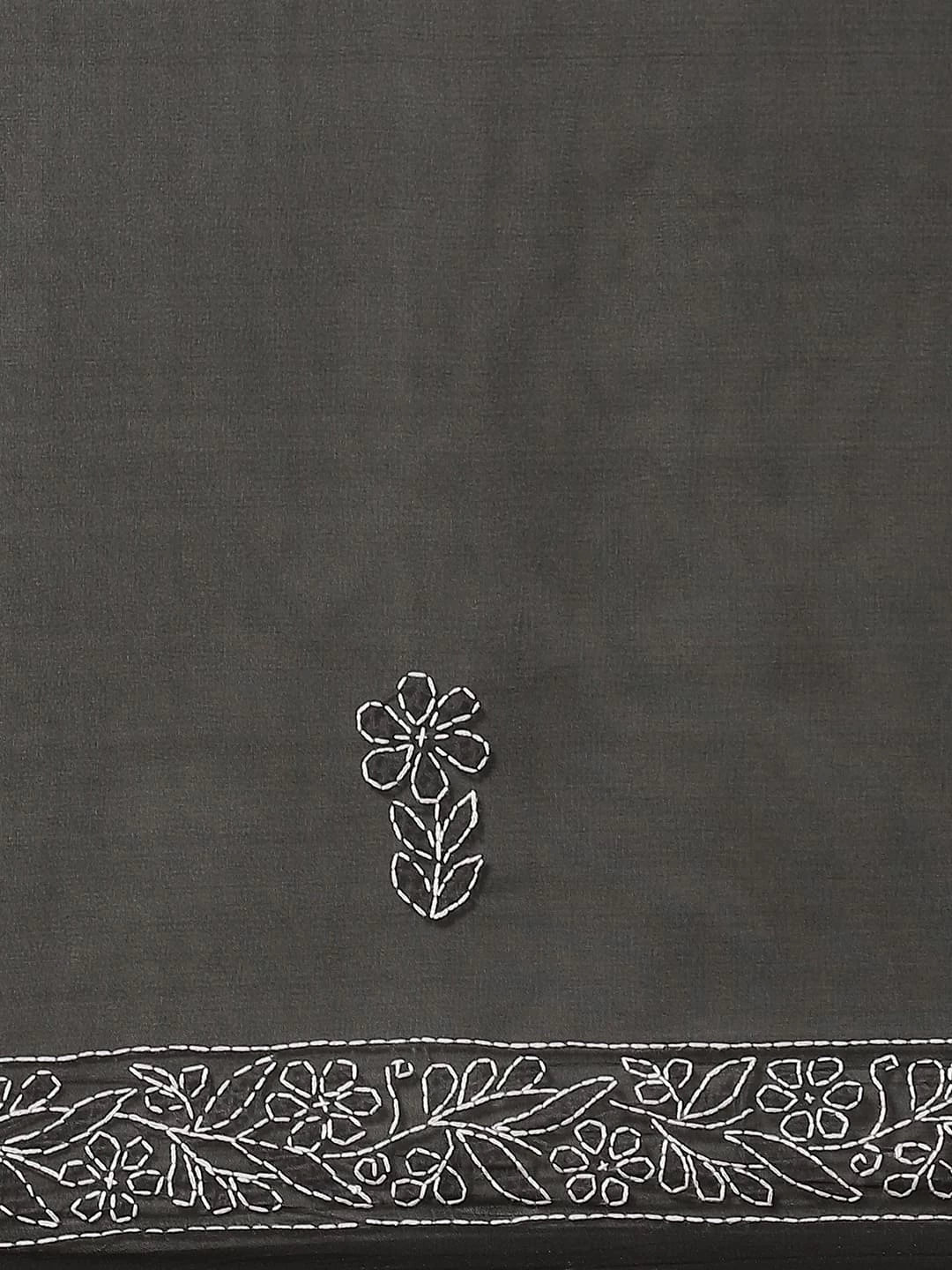 Ada Hand Embroidered Black Georgette Lucknowi Chikankari Saree With Blouse A191792