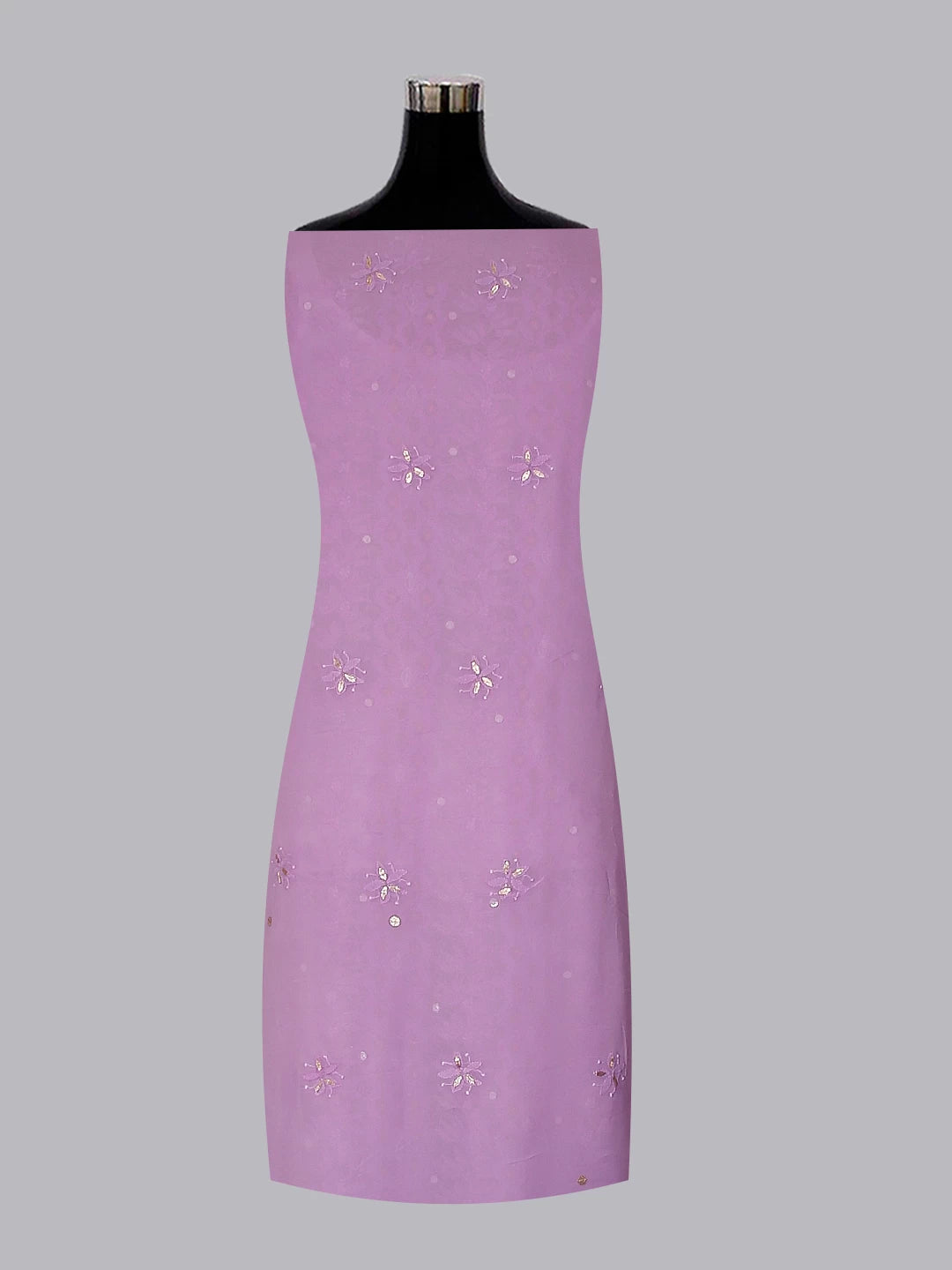 Ada Hand Embroidered Lavender Viscose Georgette Lucknowi Chikankari Unstitched Kurta Dupatta Set With Zari Work 01A357972