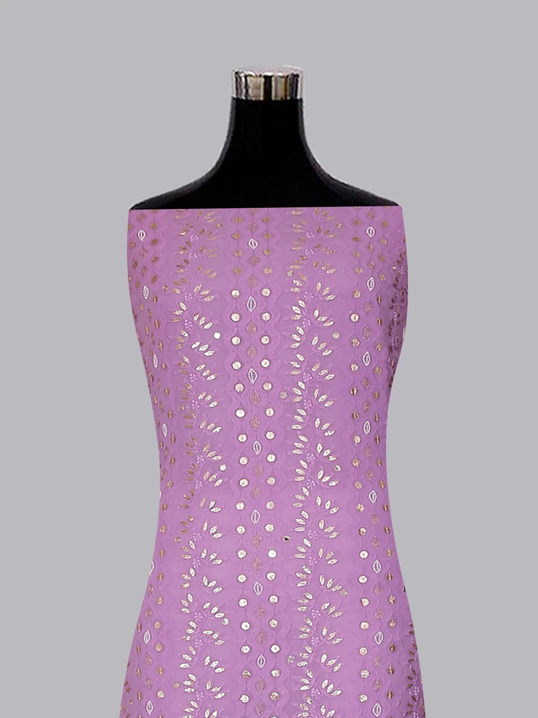 Ada Hand Embroidered Lavender Viscose Georgette Lucknowi Chikankari Unstitched Kurta Dupatta Set With Zari Work 01A357972