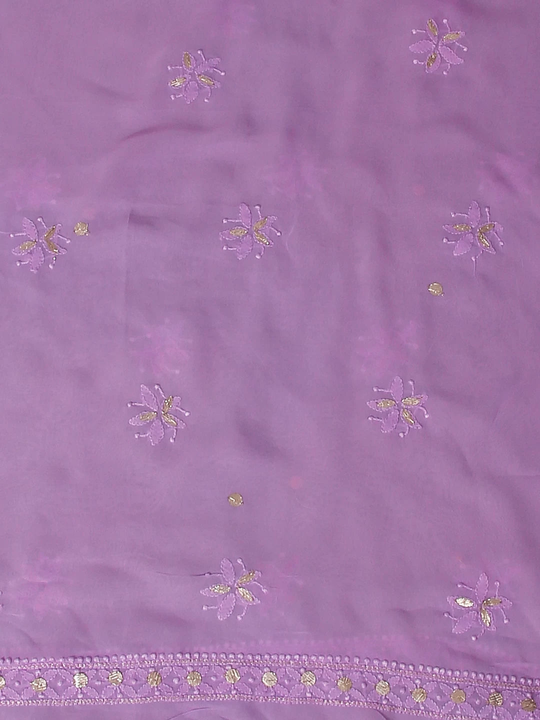 Ada Hand Embroidered Lavender Viscose Georgette Lucknowi Chikankari Unstitched Kurta Dupatta Set With Zari Work 01A357972