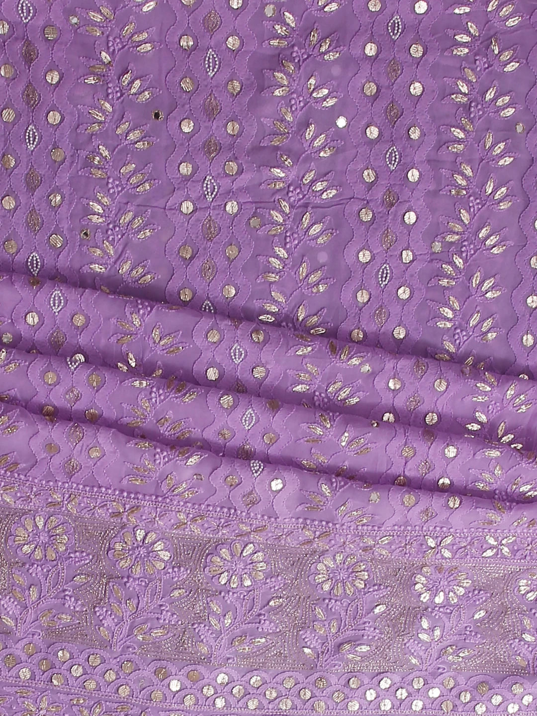 Ada Hand Embroidered Lavender Viscose Georgette Lucknowi Chikankari Unstitched Kurta Dupatta Set With Zari Work 01A357972