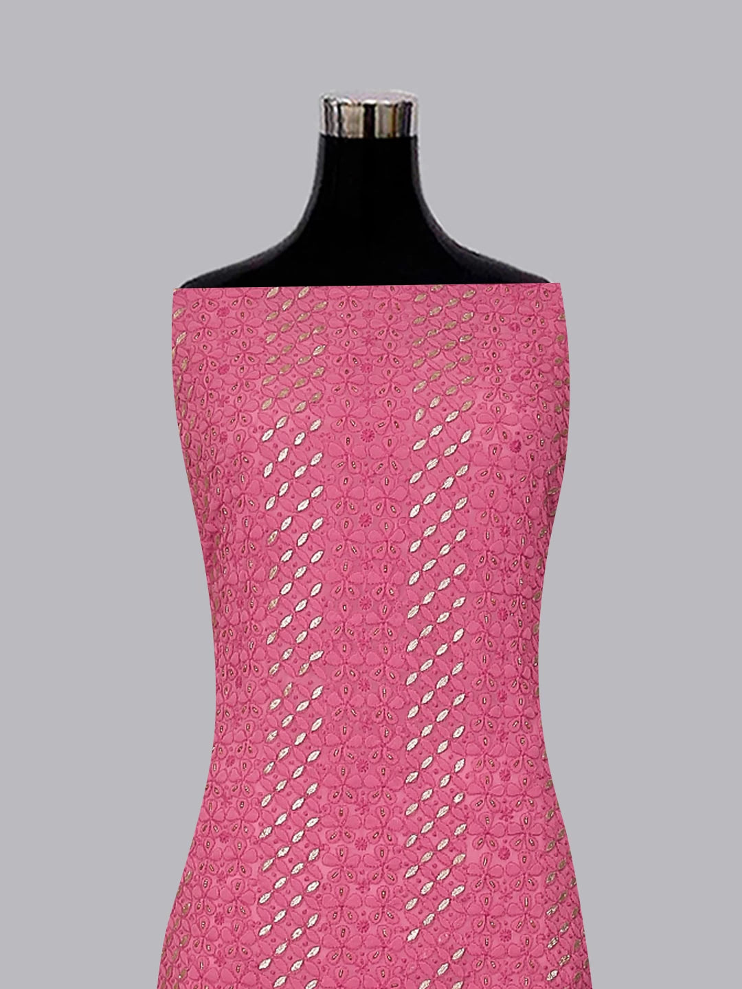 Ada Hand Embroidered Pink Georgette Lucknowi Chikankari Unstitched Suit Piece With Gotapatti Work 01A391230