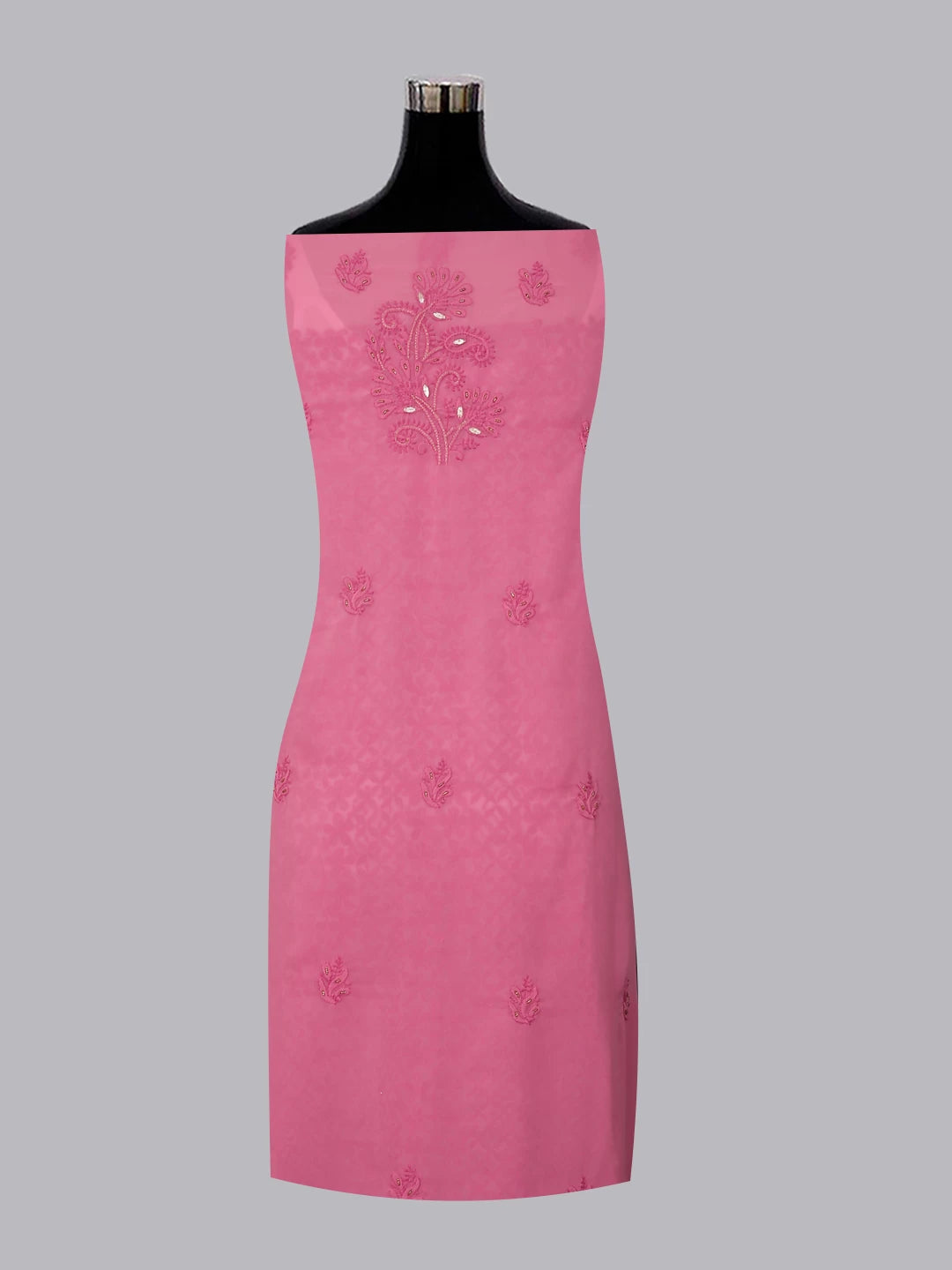 Ada Hand Embroidered Pink Georgette Lucknowi Chikankari Unstitched Suit Piece With Gotapatti Work 01A391230