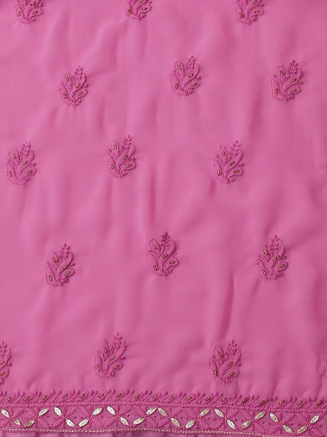 Ada Hand Embroidered Pink Georgette Lucknowi Chikankari Unstitched Suit Piece With Gotapatti Work 01A391230