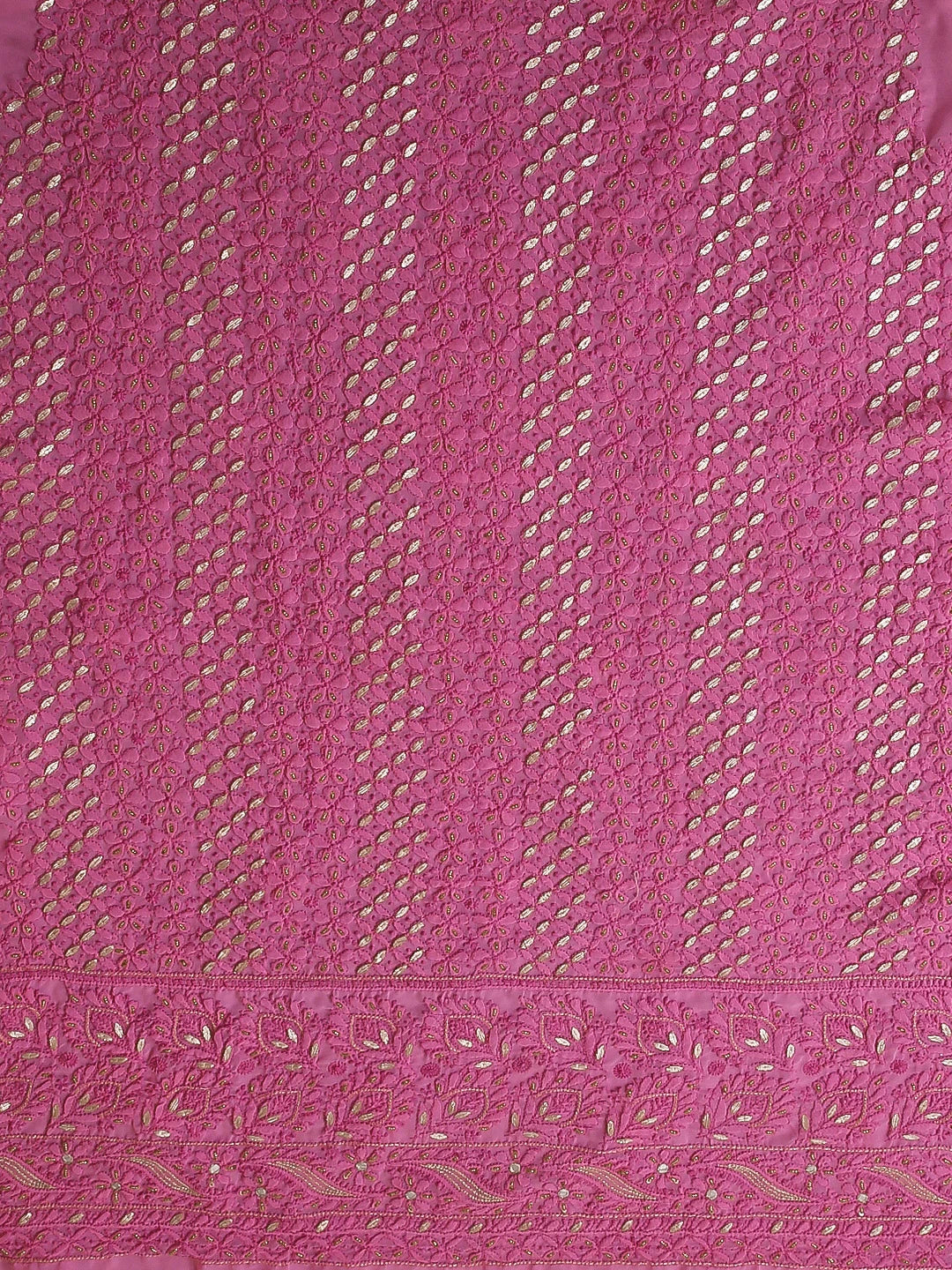 Ada Hand Embroidered Pink Georgette Lucknowi Chikankari Unstitched Suit Piece With Gotapatti Work 01A391230