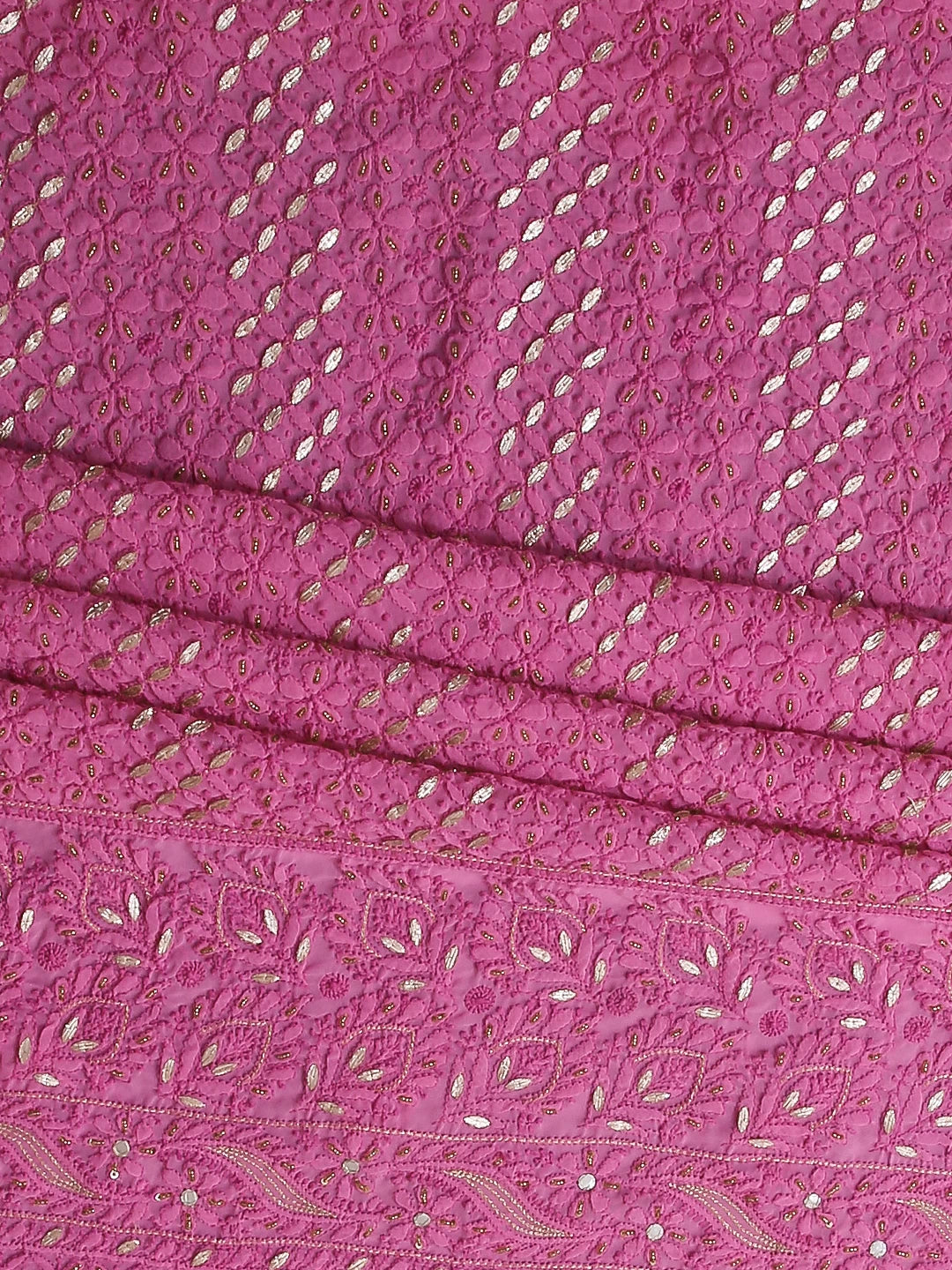 Ada Hand Embroidered Pink Georgette Lucknowi Chikankari Unstitched Suit Piece With Gotapatti Work 01A391230