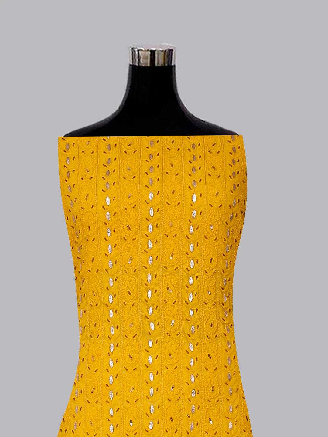 Ada Hand Embroidered Yellow Georgette Lucknowi Chikankari Unstitched Suit Piece With Gotapatti Work 01A391217