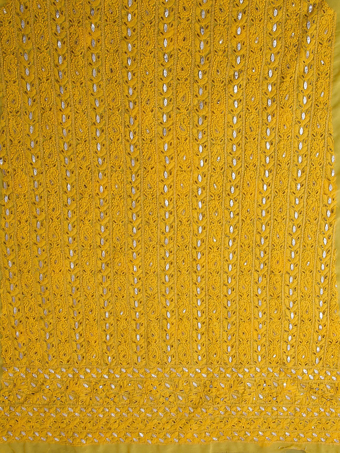 Ada Hand Embroidered Yellow Georgette Lucknowi Chikankari Unstitched Suit Piece With Gotapatti Work 01A391217