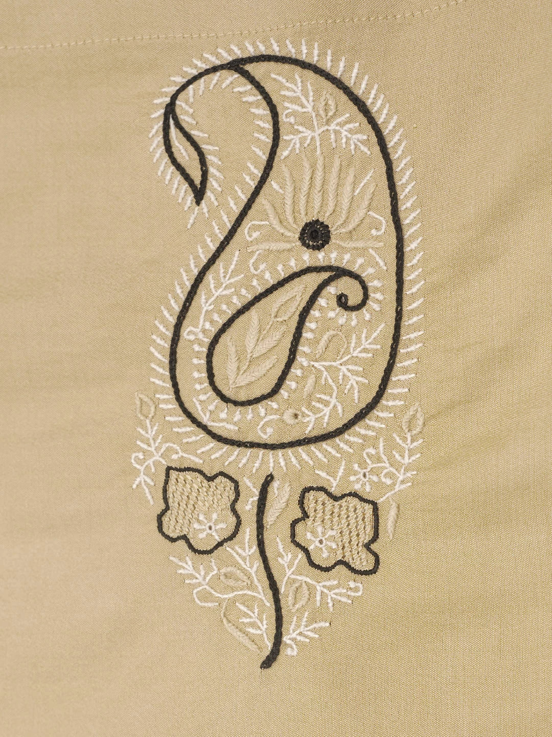 Ada Hand Embroidered Fawn Cotton Lucknowi Chikankari Curtain 01A34766