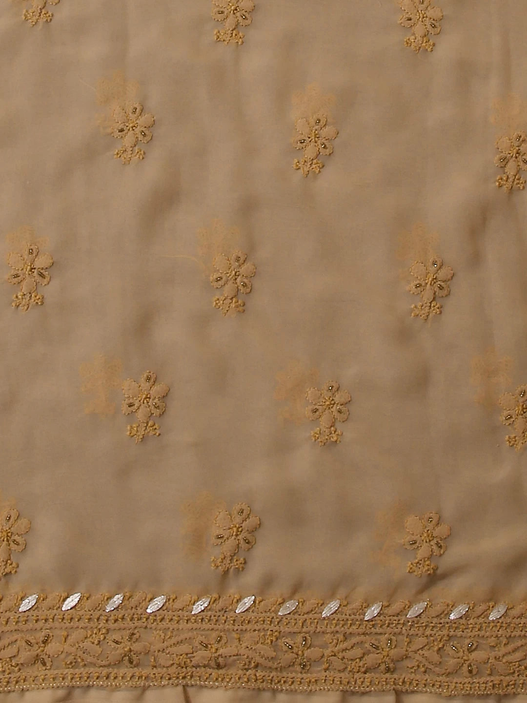 Ada Hand Embroidered Fawn Georgette Lucknowi Chikankari Unstitched Suit Piece With Gotapatti Work 01A398497