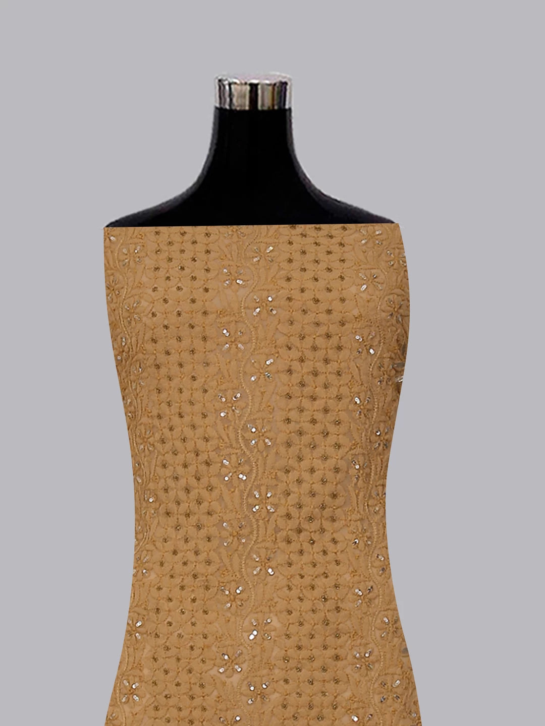 Ada Hand Embroidered Fawn Georgette Lucknowi Chikankari Unstitched Suit Piece With Gotapatti Work 01A398497
