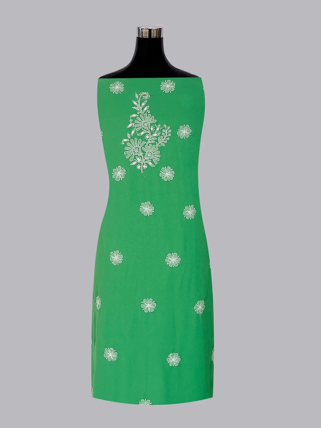 Ada Hand Embroidered Green Georgette Lucknowi Chikankari Unstitched Suit Piece With Gotapatti Work 01A398493