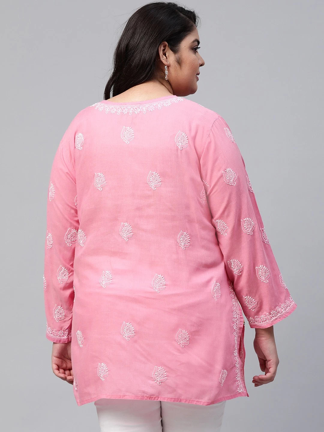 Ada Hand Embroidered Pink Cotton Lucknowi Chikankari Kurti A210943
