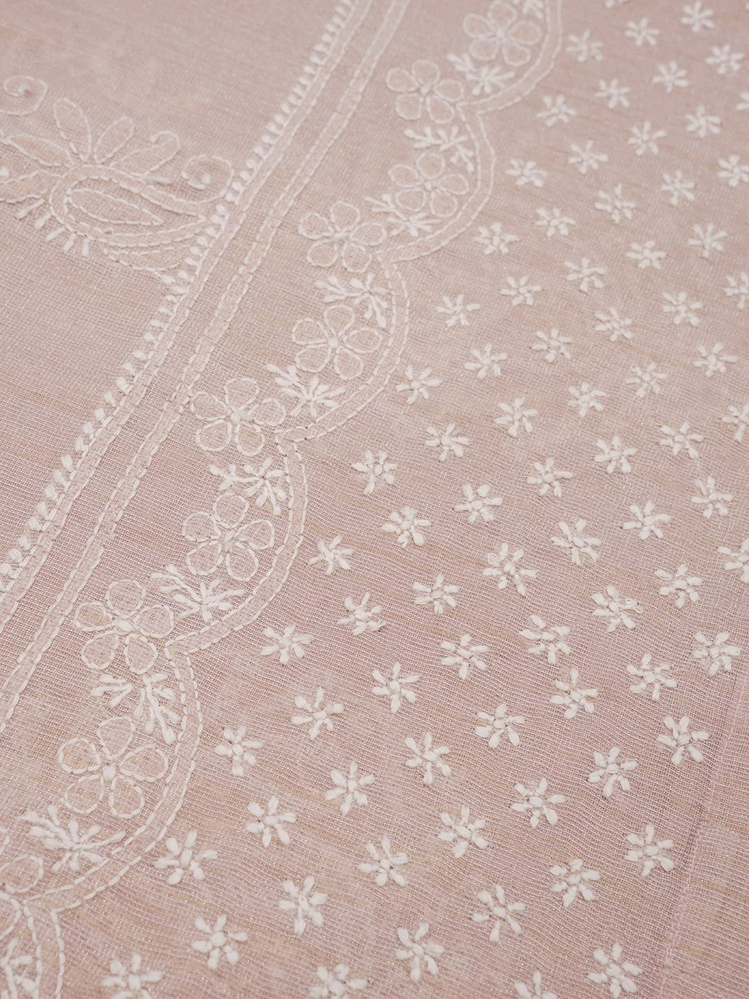 Ada Hand Embroidered Pink Chanderi Lucknowi Chikankari Curtain 01A446568