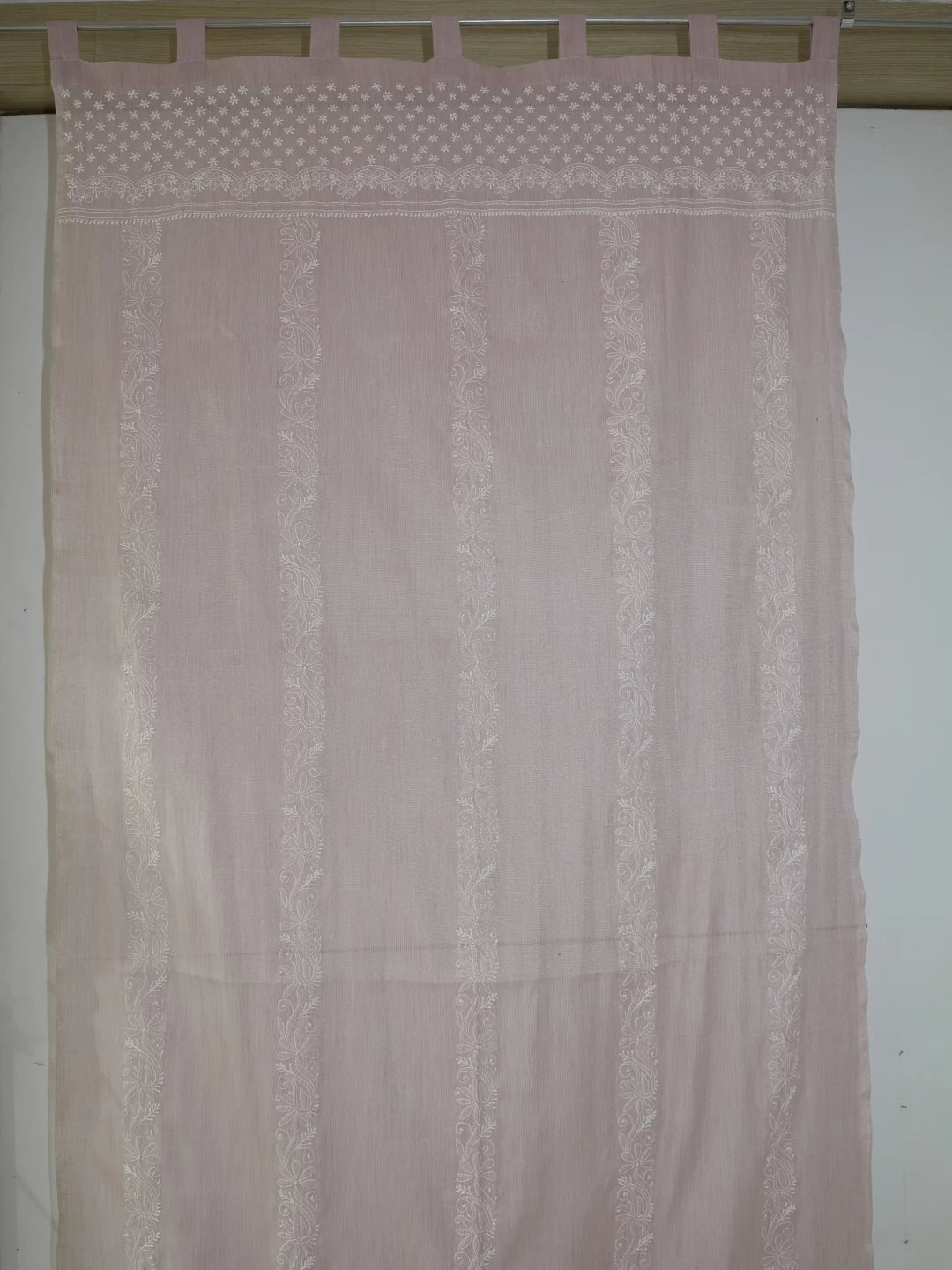 Ada Hand Embroidered Pink Chanderi Lucknowi Chikankari Curtain 01A446568