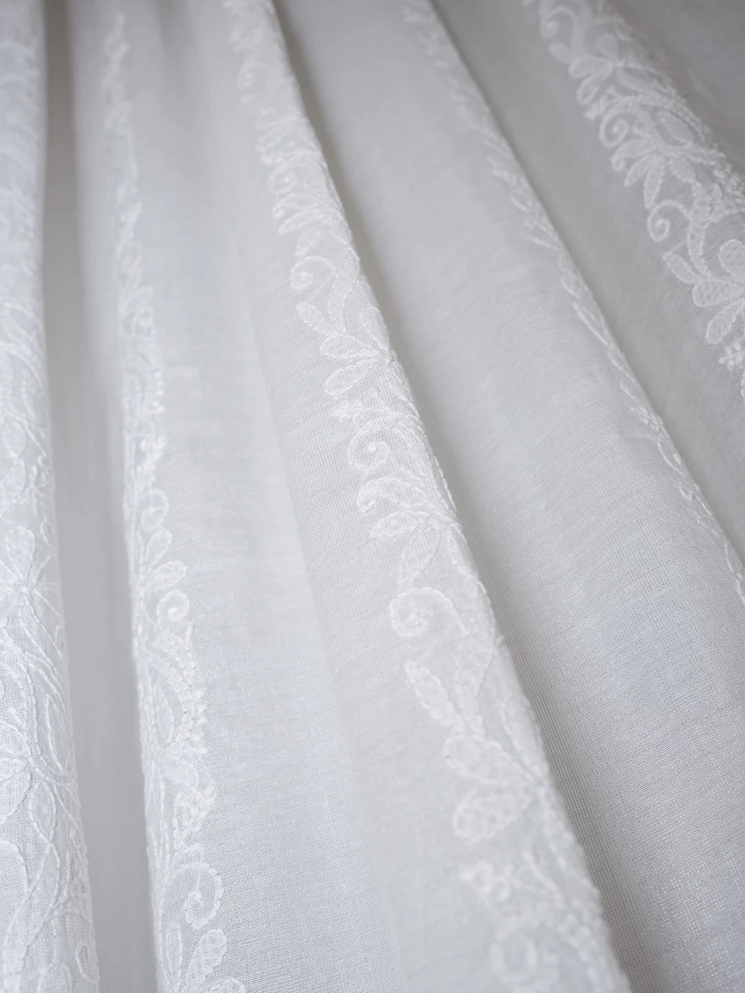 Ada Hand Embroidered Silver Grey Chanderi Lucknowi Chikankari Curtain 01A500819