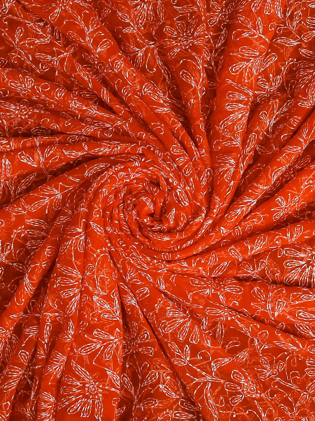 Ada Hand Embroidered Orange Georgette Lucknowi Chikankari Dupatta 01A255823