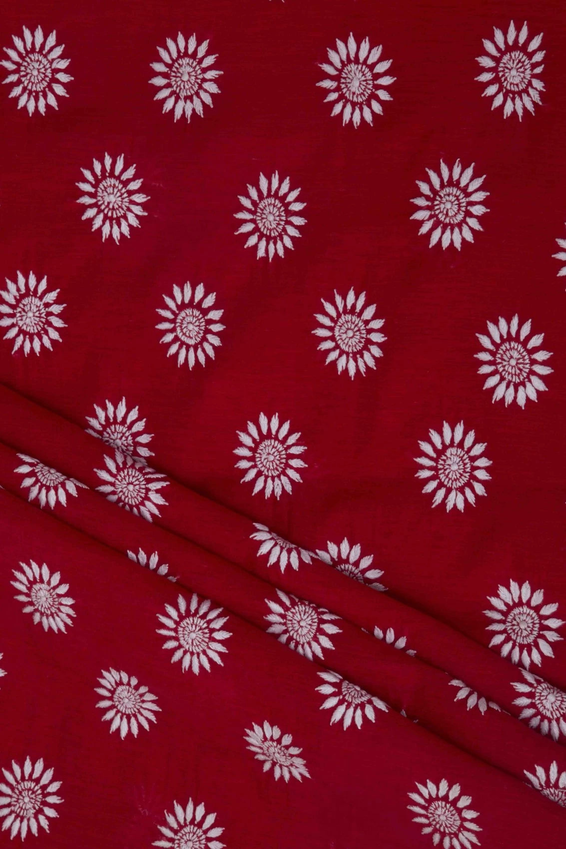 Ada Hand Embroidered Crimson Red Cotton Lucknowi Chikankari Unstitched Suit Piece A489068