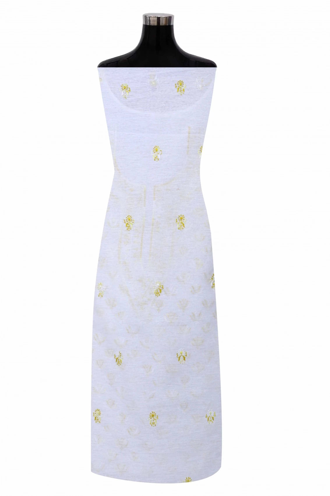 Ada Hand Embroidered White Cotton Lucknowi Chikankari Unstitched Kurta Dupatta Set 01A165720