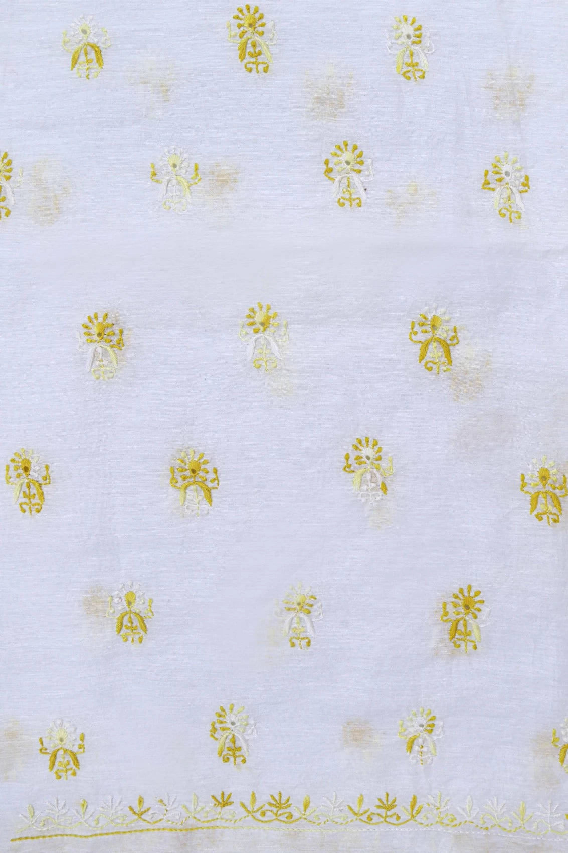 Ada Hand Embroidered White Cotton Lucknowi Chikankari Unstitched Kurta Dupatta Set 01A165720