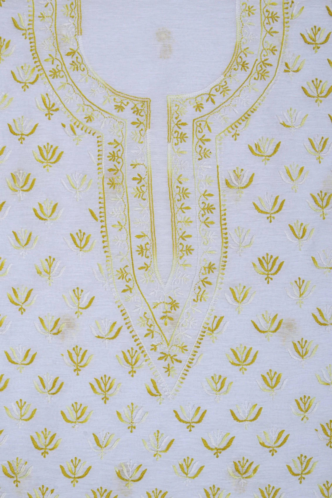 Ada Hand Embroidered White Cotton Lucknowi Chikankari Unstitched Kurta Dupatta Set 01A165720