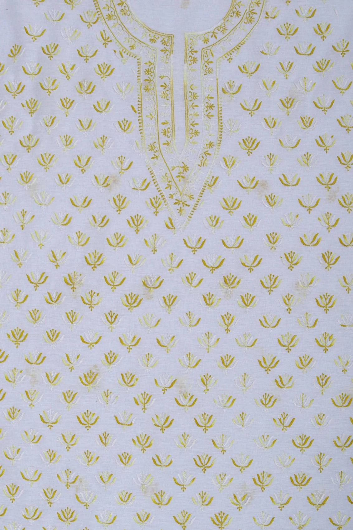 Ada Hand Embroidered White Cotton Lucknowi Chikankari Unstitched Kurta Dupatta Set 01A165720