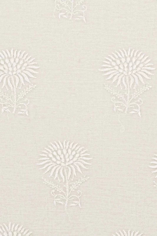 Ada Hand Embroidered Ivory White Chanderi Lucknowi Chikankari Unstitched Kurta Piece 01A17261