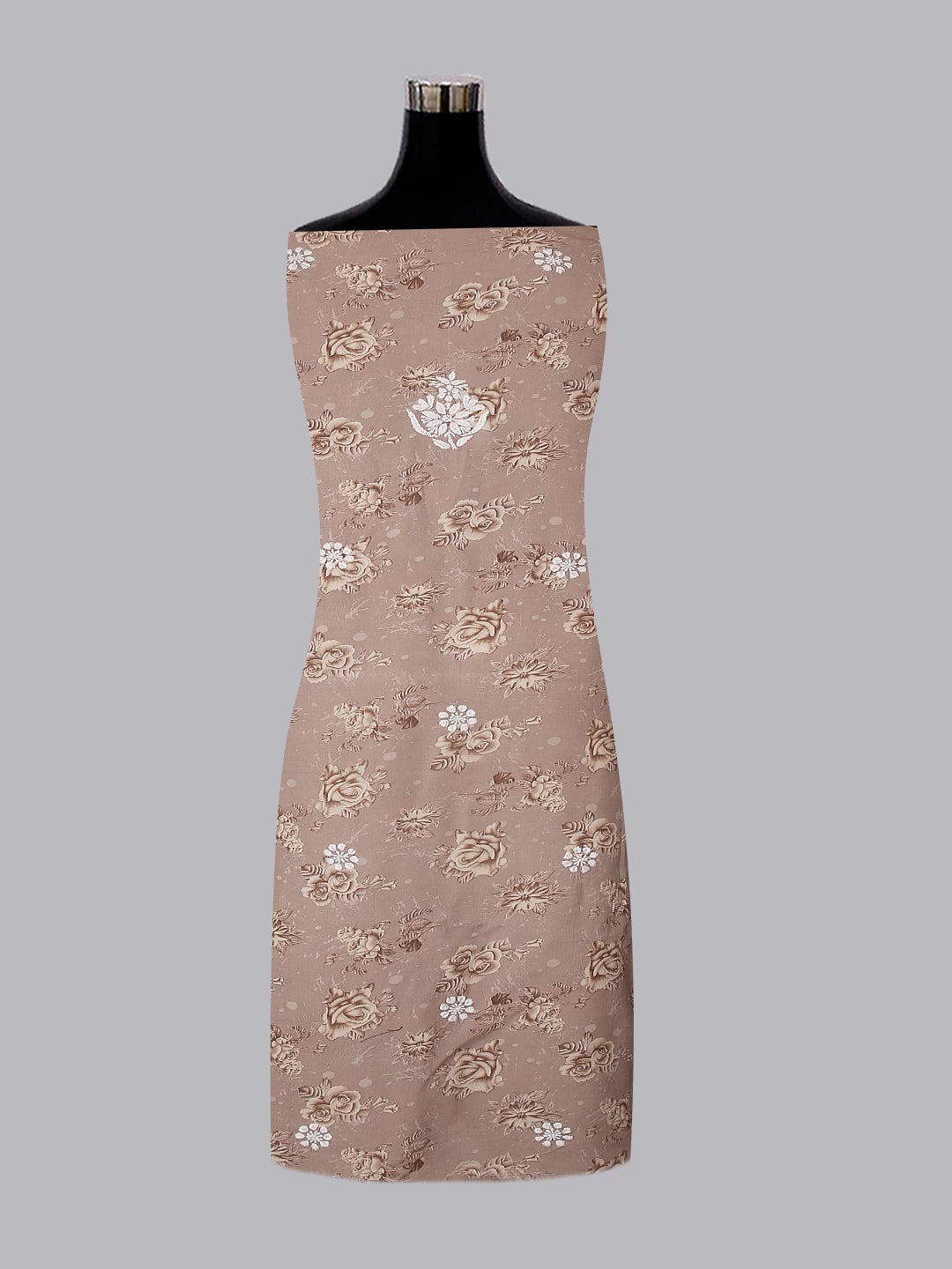 Ada Hand Embroidered Fawn Modal Floral Print Lucknowi Chikankari Unstitched Kurta Piece 01A466158
