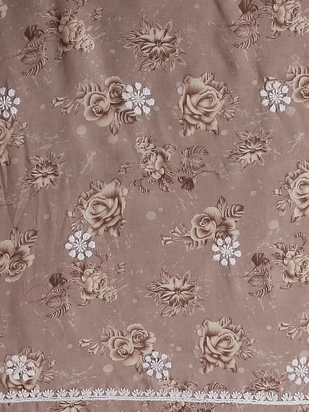 Ada Hand Embroidered Fawn Modal Floral Print Lucknowi Chikankari Unstitched Kurta Piece 01A466158