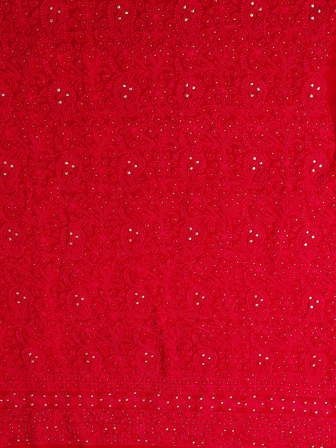 Ada Hand Embroidered Deep Pink Viscose Georgette Lucknowi Chikankari Unstitched Kurta Dupatta Set With Muqaish Work 01A488362