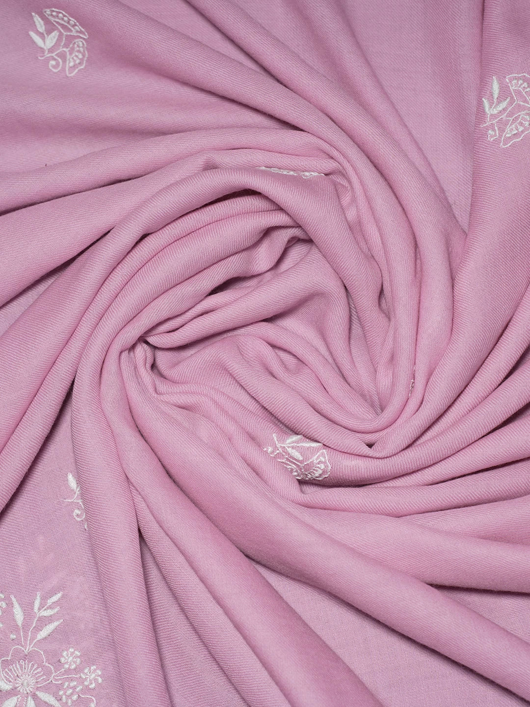 Ada Hand Embroidered Pink Woolen Lucknowi Chikankari Unisex Shawl 220114569