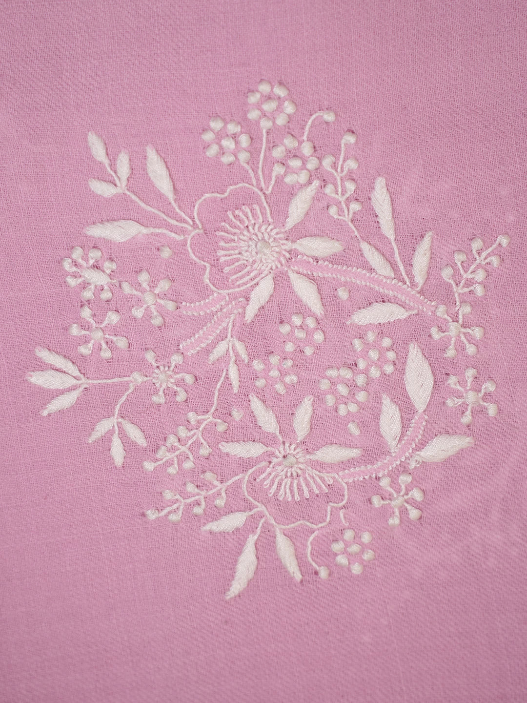 Ada Hand Embroidered Pink Woolen Lucknowi Chikankari Unisex Shawl 220114569