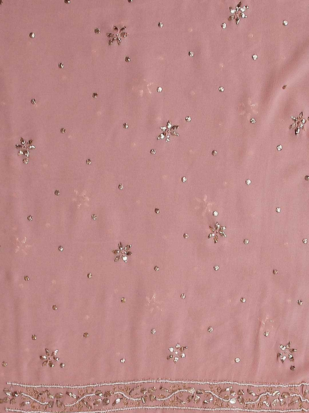 Ada Hand Embroidered Peach Pure Georgette Lucknowi Chikankari Unstitched Kurta Dupatta Set With Pearl Work 01A478284