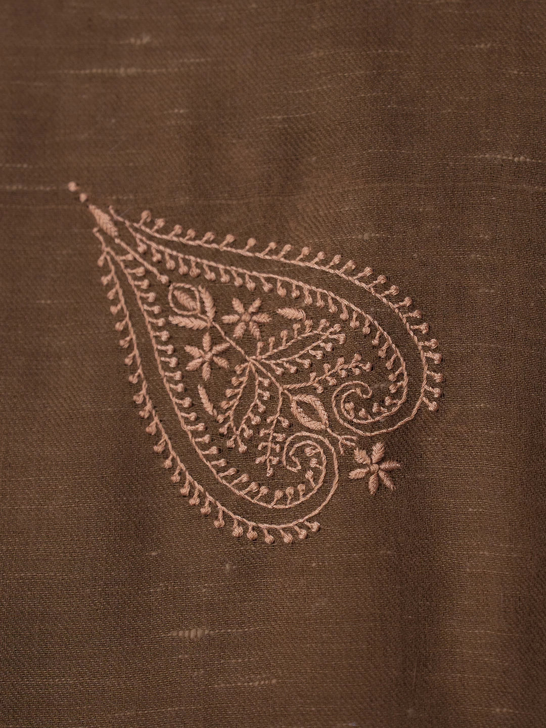 Ada Hand Embroidered Brown Woolen Lucknowi Chikankari Stole 2845377