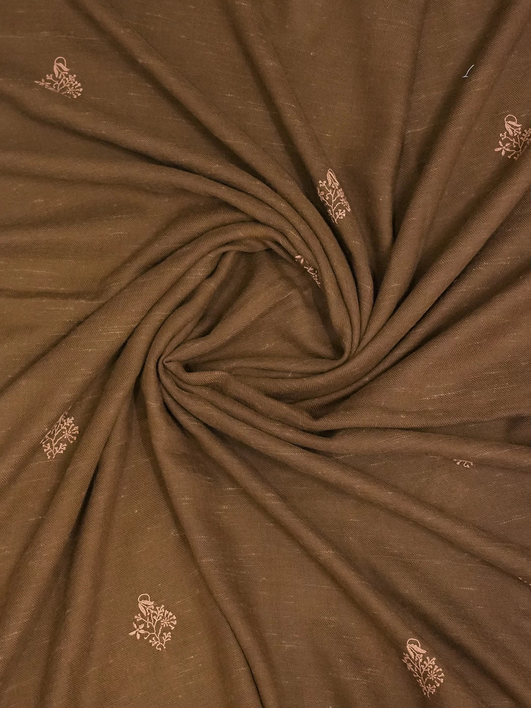 Ada Hand Embroidered Brown Woolen Lucknowi Chikankari Stole 2845377