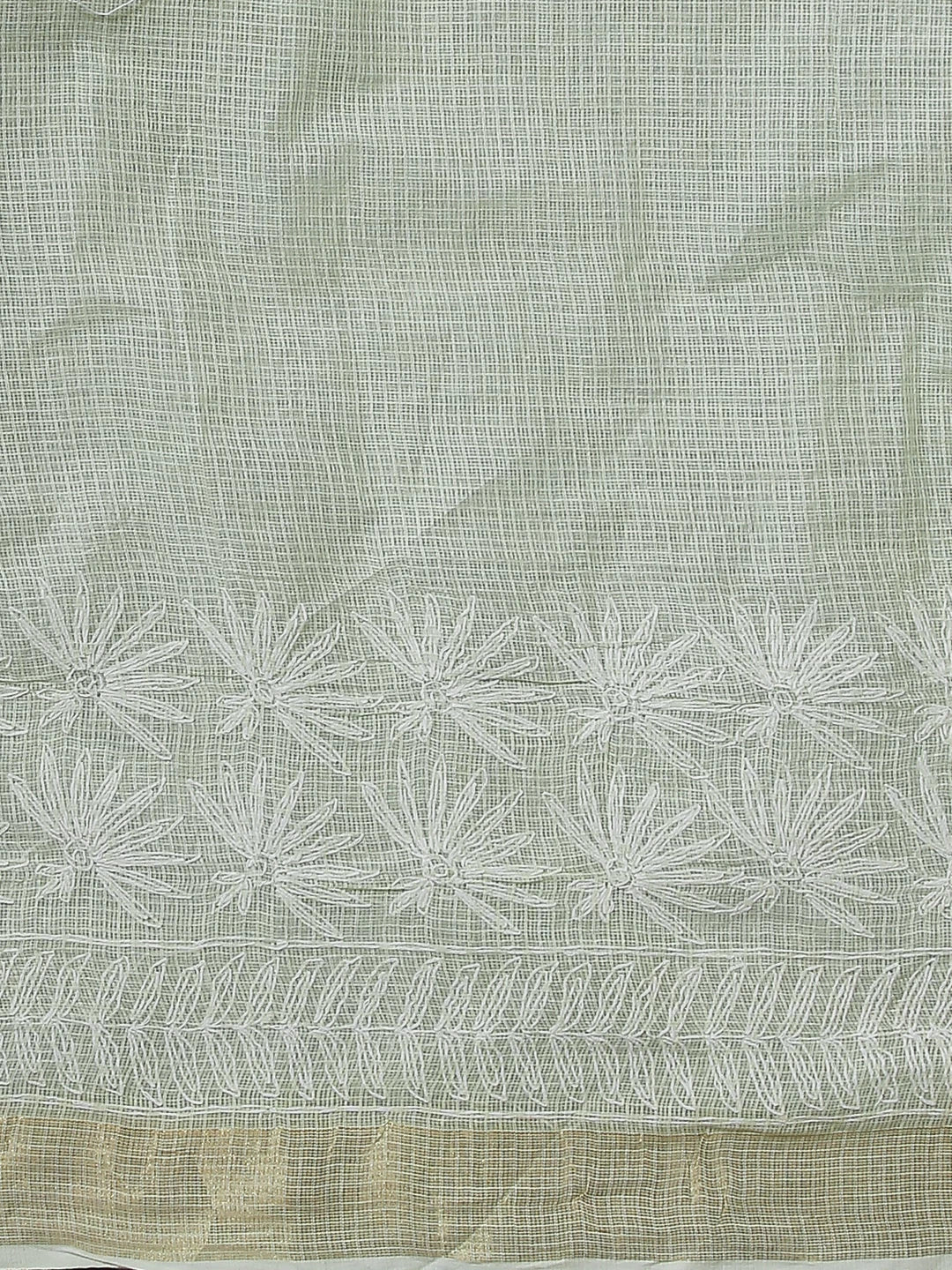 Ada Hand Embroidered Pista Green Kota Lucknowi Chikankari Saree With Blouse 01A525499