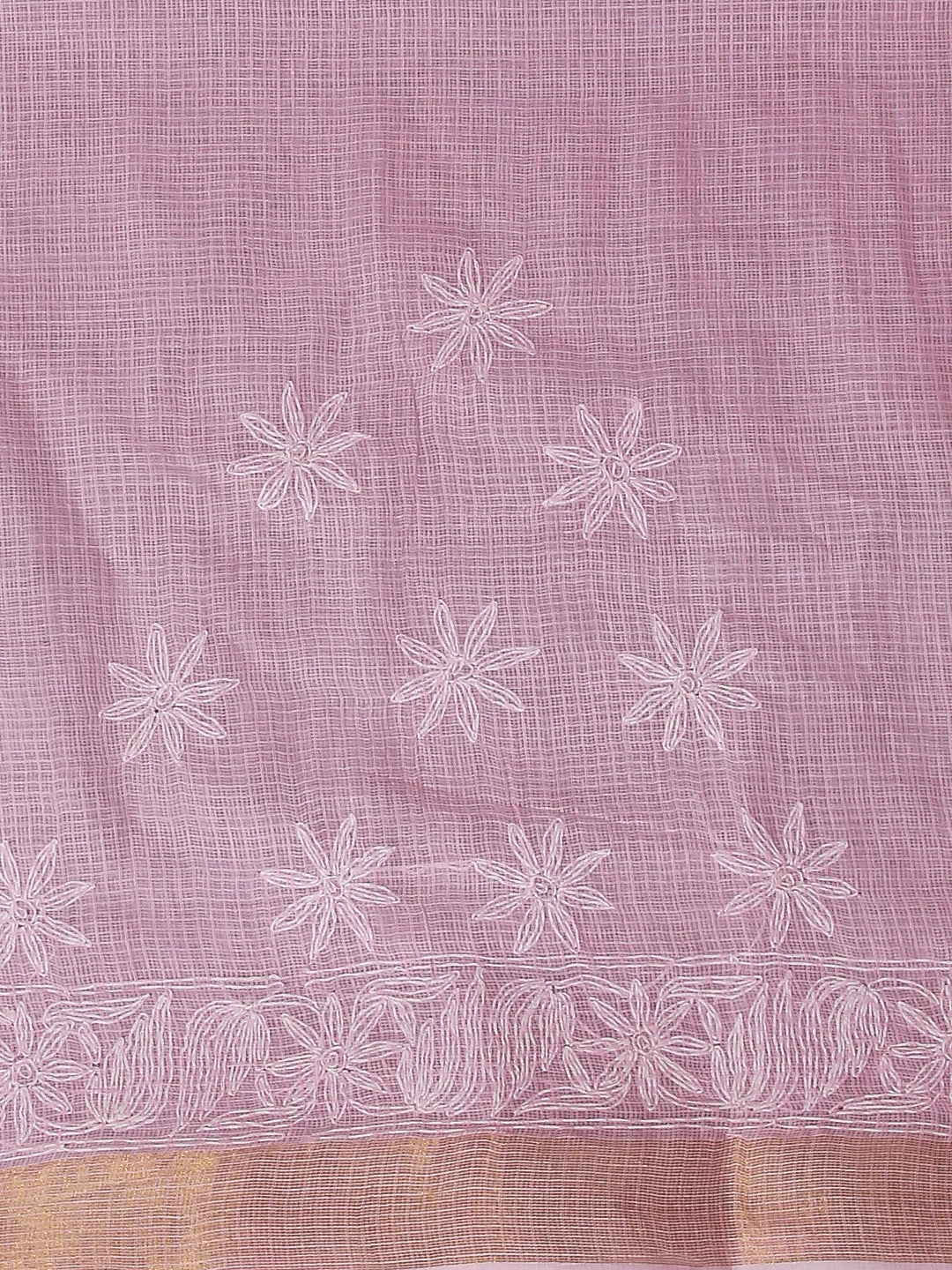 Ada Hand Embroidered Pink Kota Lucknowi Chikankari Saree With Blouse 01A525403
