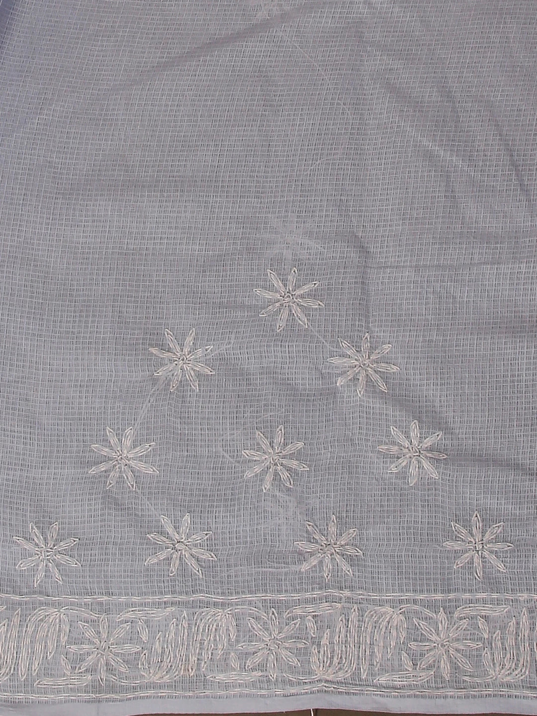 Ada Hand Embroidered Blue Kota Cotton Lucknowi Chikankari Saree With Blouse 01A525460