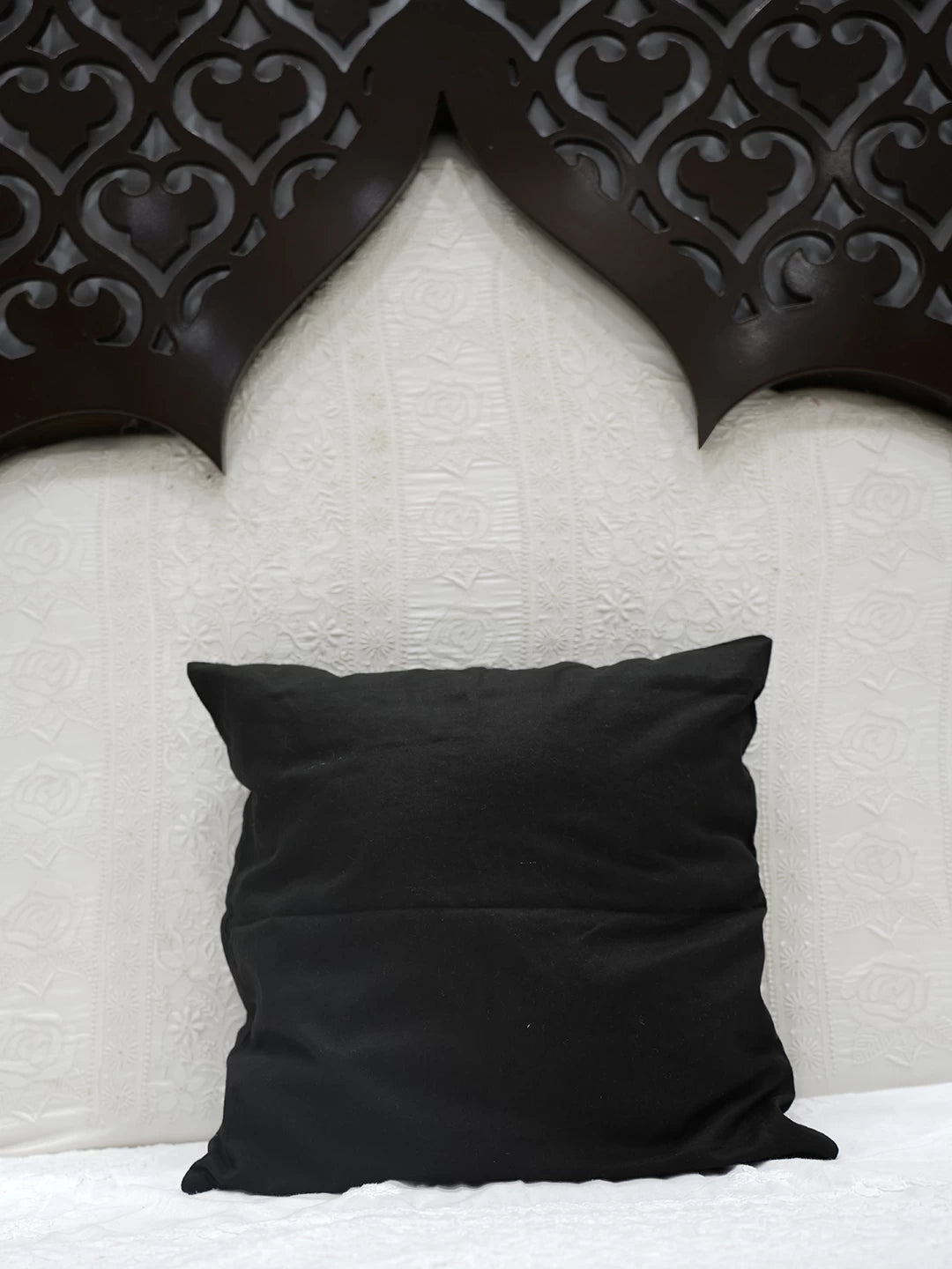 Ada Hand Embroidered Black Cotton Lucknowi Chikankari Cushion Cover 01A452407