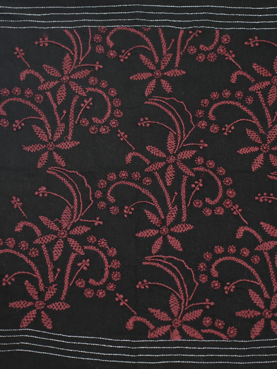Ada Hand Embroidered Black Cotton Lucknowi Chikankari Cushion Cover 01A452407
