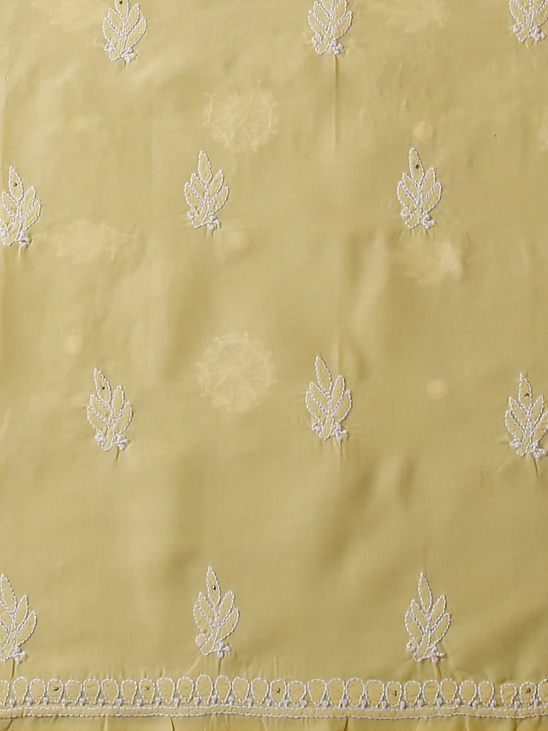 Ada Hand Embroidered Yellow Cotton Lucknowi Chikankari Unstitched Suit Piece With Parsi Work 01A488950