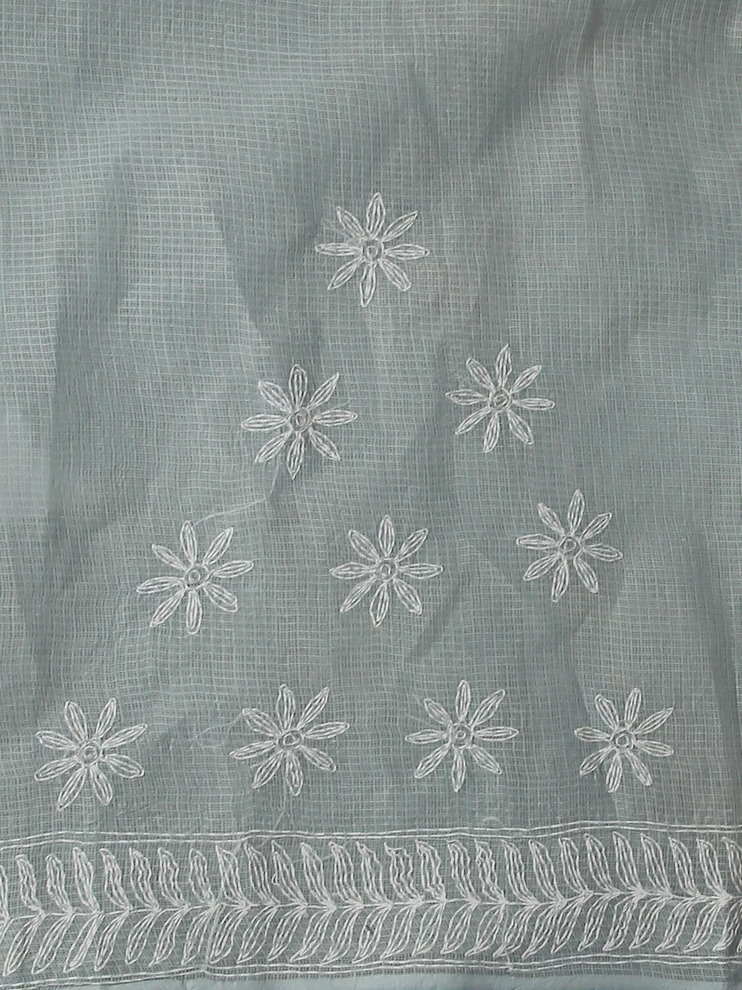 Ada Hand Embroidered Grey Kota Lucknowi Chikankari Saree With Blouse 01A525459