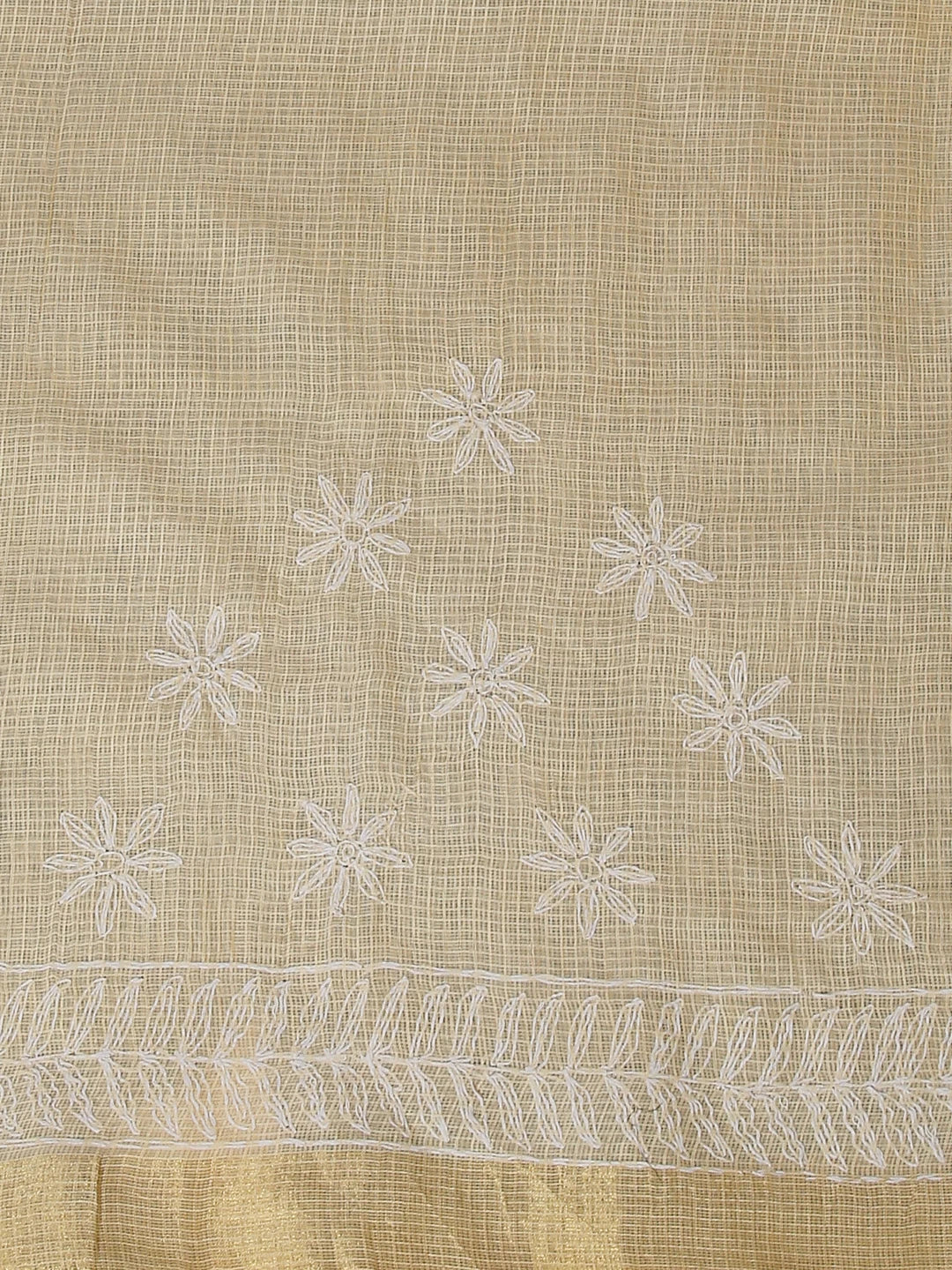 Ada Hand Embroidered Soft Yellow Kota Lucknowi Chikankari Saree With Blouse 01A525410