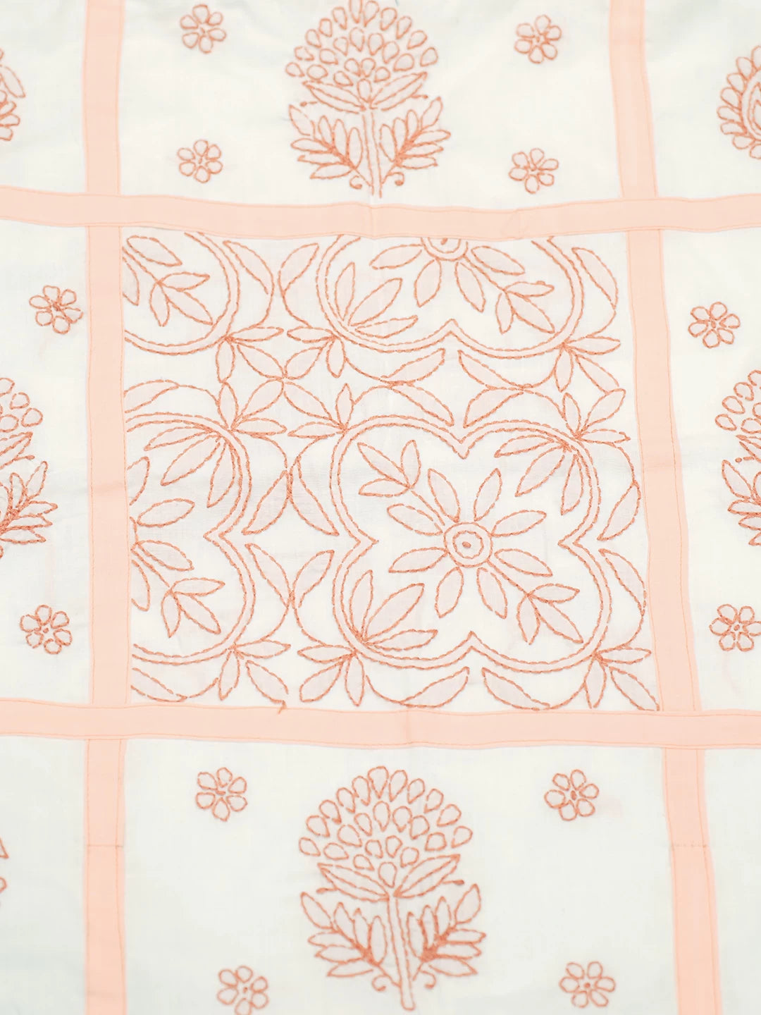 Ada Hand Embroidered White Cotton Lucknowi Chikankari Cushion Cover 01A466392