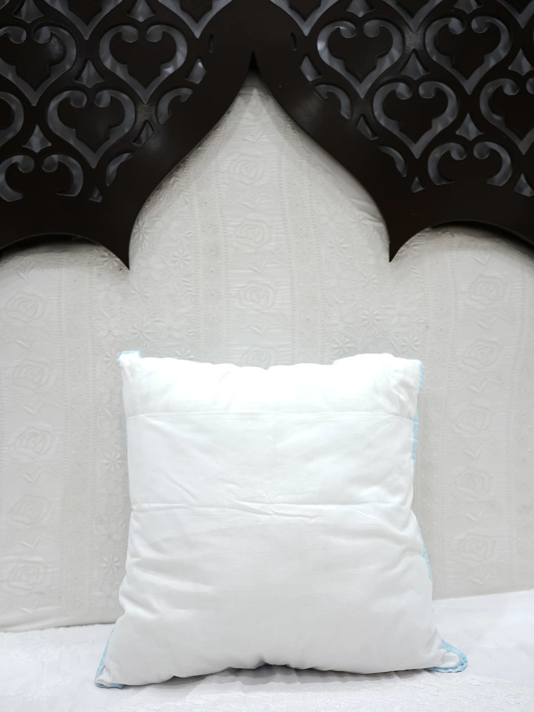 Ada Hand Embroidered White Cotton Lucknowi Chikankari Cushion Cover 01A466413